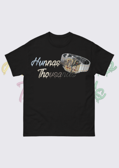 Hunnas Onto Thousands -  Official "Skeleton Bustdown" T - Shirt - Black / White