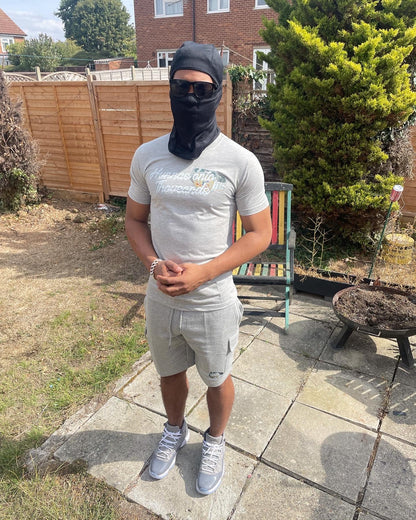 Hunnas Onto Thousands UK - "Skeleton Bustdown"  T-Shirt + Cargo Shorts Set - Grey